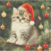 Sticker Vintage Christmas Kitten (Devant)