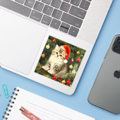 Sticker Vintage Christmas Kitten (Ordinateur portable avec iPhone)