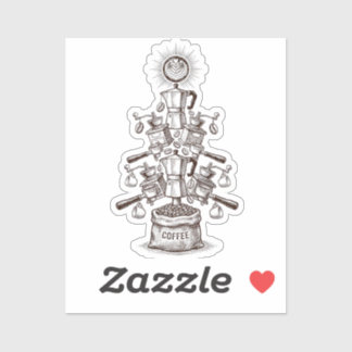 Sticker Vintage Coffee Tree Illustration – Barista Espress
