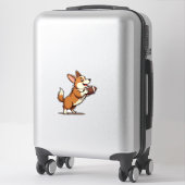 Sticker Vintage Corgi Football Dog Illustration Retro Spor (Sur valise)