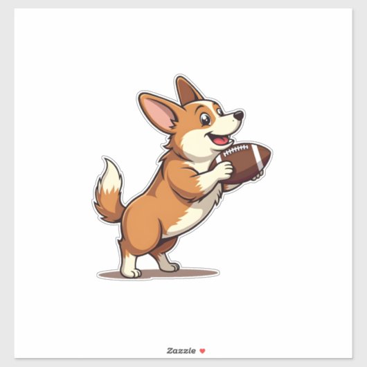 Sticker Vintage Corgi Football Dog Illustration Retro Spor (Feuille)