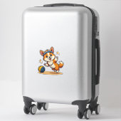Sticker Vintage Corgi Volleyball Dog Vector Illustration S (Sur valise)