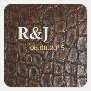 Sticker vintage crocodile brun alligator cuir