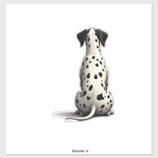 Sticker Vintage Dalmatian Dog From Behind Illustration Min (Feuille)