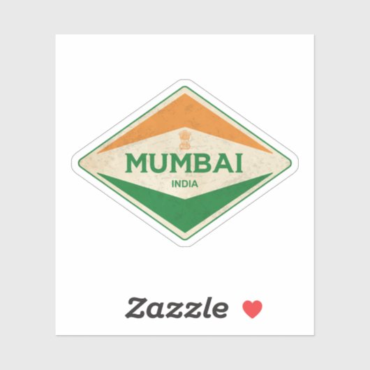 Sticker Vintage de Mumbai Inde (Feuille)