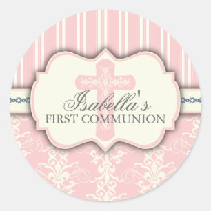 Sticker vintage de première communion Damask