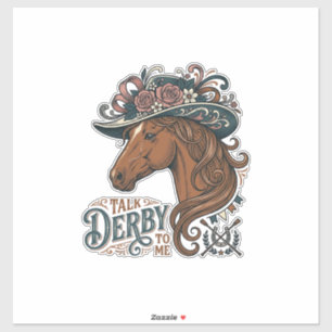 Sticker Vintage Derby Cheval Floral Chapeau Conception de 