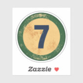 Sticker Vintage Distressed Number 7 (Feuille)