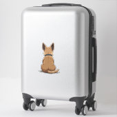 Sticker Vintage Dog Back View Illustration with Big Ears P (Sur valise)