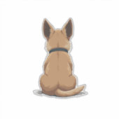 Sticker Vintage Dog Back View Illustration with Big Ears P (Devant)