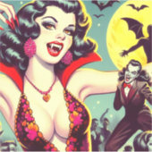 Sticker Vintage fille d'horreur vampire (Devant)