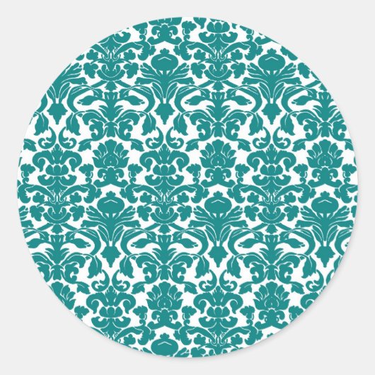 Sticker vintage Floral Turquoise Damask (Devant)