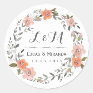 Sticker vintage Floral Wreath Wedding Favor