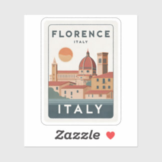 Sticker Vintage Florence Italie Skyline Travel