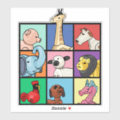 Sticker Vintage FP Petits animaux Zoom Réunion (Feuille)