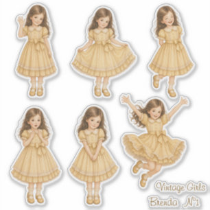 Sticker Vintage Girls - Brenda - n°1 Planche d'autocollant