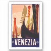 Sticker Vintage Gondola Venezia Italie Voyage (Devant)