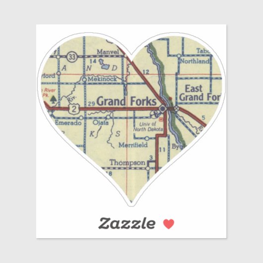 Sticker Vintage Grand Forks ND (Feuille)