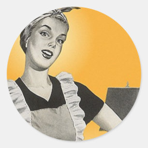 STICKER Vintage Happy Housekeeper Cercles Vacuum