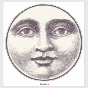 Sticker Vintage homme dans la pleine lune visage lune