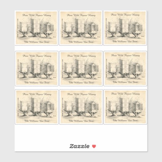 Sticker Vintage Honey Bee Hives (Feuille)