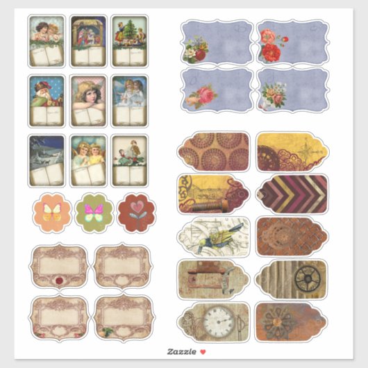 Sticker Vintage Illustré Jornal Planner Scrabooking (Feuille)