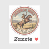 Sticker Vintage Jackson Hole Bucking Bronco wyoming gits (Feuille)