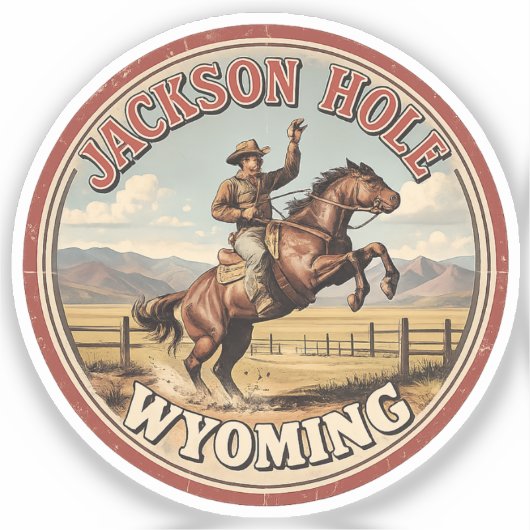 Sticker Vintage Jackson Hole Bucking Bronco wyoming gits (Recto)