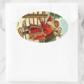 Sticker Vintage Kerstman op sneeuwschoenen cadeau (Tas)
