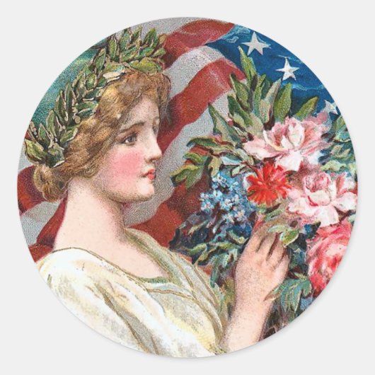 Sticker vintage Lady Liberty (Devant)