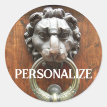 Sticker vintage Lion Door Knocker Round