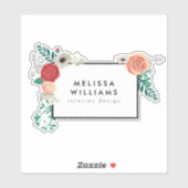 Sticker Vintage moderne Motif Floral Rouge (Feuille)