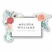 Sticker Vintage moderne Motif Floral Rouge (Devant)