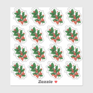 Sticker Vintage Noël Holly Bow Enveloppe Sceau