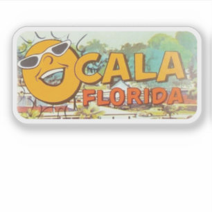Sticker Vintage Ocala Floride avec le visage de soleil ria