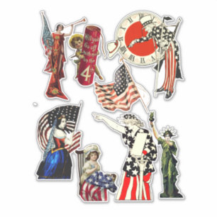 Sticker Vintage Patriotique Americana 4 juillet Art Collag