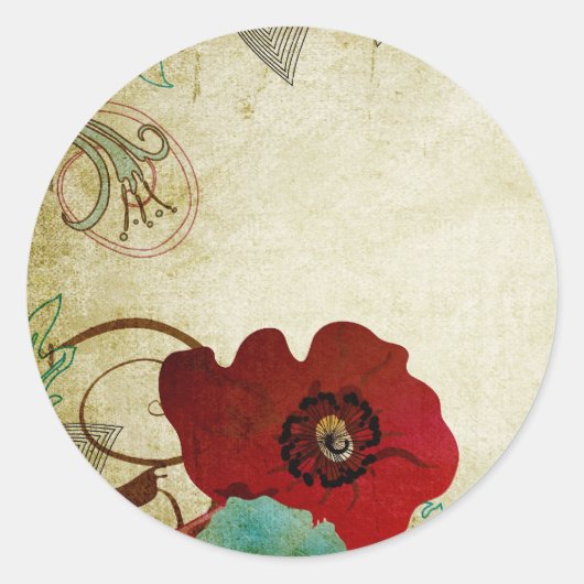 Sticker vintage poppies (Devant)