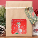 sticker vintage rétro Christmas Holiday lady<br><div class="desc">conception par www.etsy.com/Shop/VanityFlairDesign</div>