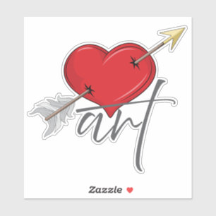 Sticker Vintage Retro Love Art Coeur Cupidé