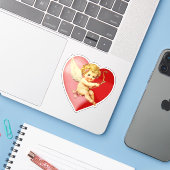 Sticker Vintage Retro Valentine Cupid Heart (Ordinateur portable avec iPhone)