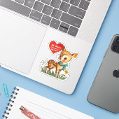 Sticker Vintage Retro Valentine Little Deer Pun (Ordinateur portable avec iPhone)