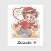 Sticker Vintage Retro Valentine's Day Dutch Bear Valentine (Feuille)