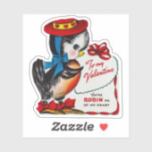 Sticker Vintage Retro Valentine's Day Robin Bird Valentine (Feuille)