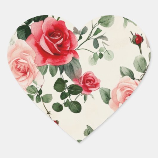 Sticker vintage rose rouge Roses (Devant)