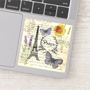 Sticker vintage rustique tour Eiffel française fête à Pari