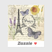 Sticker vintage rustique tour Eiffel française fête de Par (Feuille)