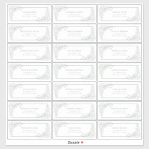 Sticker Vintage Sage Green Floral Line Art Adresse du clie