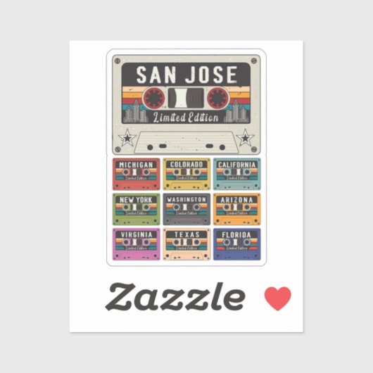 Sticker Vintage San Jose (Feuille)