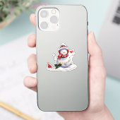 Sticker Vintage Santa Claus & bird Christmas Art (Téléphone)