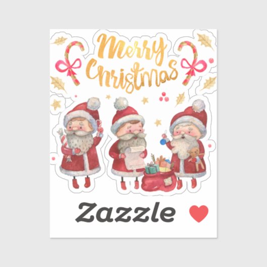 Sticker Vintage Santa Claus Merry Christmas Art (Feuille)